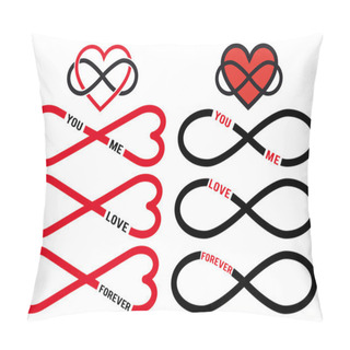 Personality  Never Ending Love, Red Infinity Hearts, Vector Set Pillow Covers