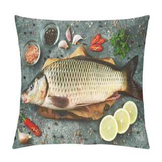 Personality  Fresh Live Raw Carp. Fresh River Fish. Wild Fish. Pillow Covers