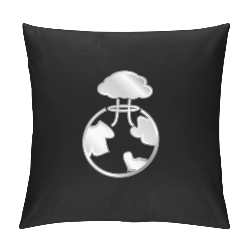 Personality  Bomb Exploding On Earth Silver Plated Metallic Icon Pillow Covers