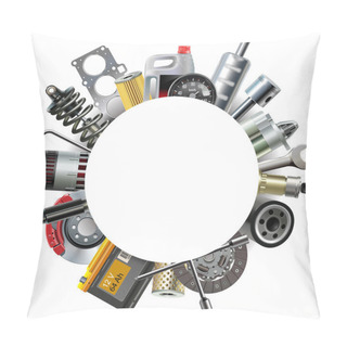 Personality  Vector Round Blank Frame With Car Spares Pillow Covers