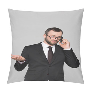 Personality  Young Businessman Talking On Phone  Pillow Covers