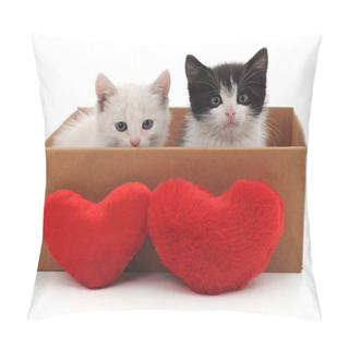 Personality  Two Cats And Red Hearts. Pillow Covers