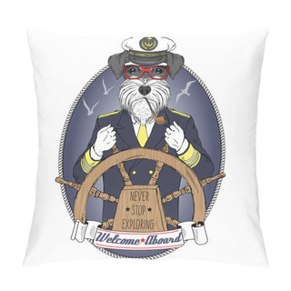 Personality  Schnauzer Dog Captain Pillow Covers