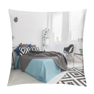 Personality  Big City's Modern Bedroom Bathed In Sunlight Pillow Covers