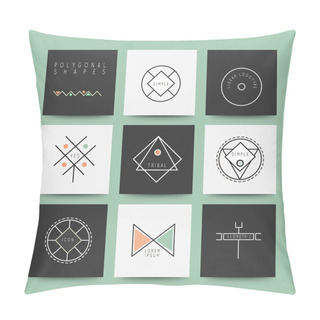 Personality  Set Of Minimal Geometric Monochrome Shapes Pillow Covers