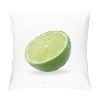 Personality  Half With Slice Of Fresh Green Lime Isolated On White Background. Pillow Covers