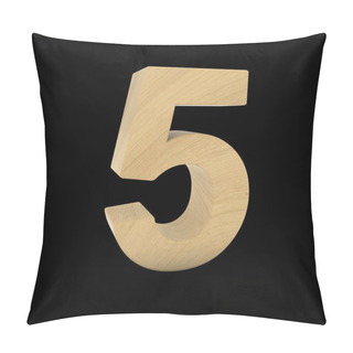 Personality  Wooden Number Five Isolated On Black 3D Illustration Pillow Covers