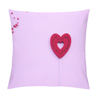 Personality  Red Engraved Heart On Pink Paper Pillow Covers