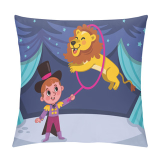 Personality  Vector Illustration Of A Lion Tamer. Pillow Covers