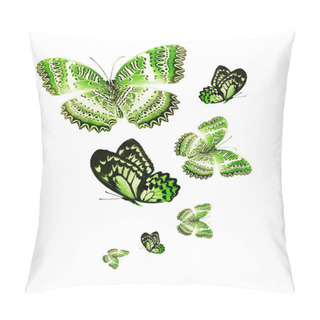 Personality  Flock Of Flying Butterflies Isolated On White Pillow Covers