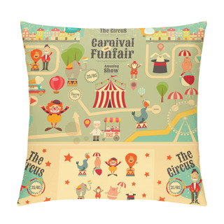 Personality  Circus Funfair And Carnival Poster Pillow Covers