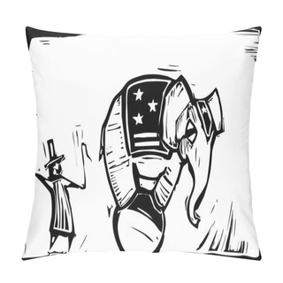 Personality  Circus Elephant In Stars And Stripes Balances On A Ball . Pillow Covers