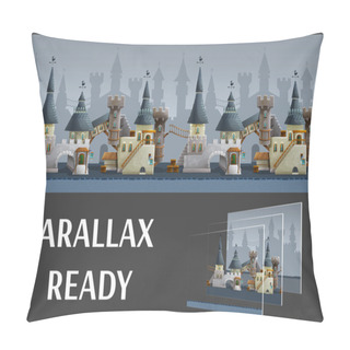 Personality  Seamless Cartoon Medieval City Pillow Covers