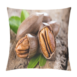 Personality  Pecan Nuts On A Wooden Table Pillow Covers