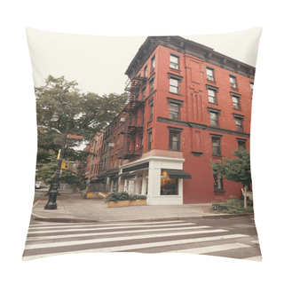 Personality  Corner Of Brick Building On Urban Street In New York City At Daytime  Pillow Covers