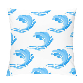 Personality  Seamless Pattern Of Blue Curling Waves Pillow Covers