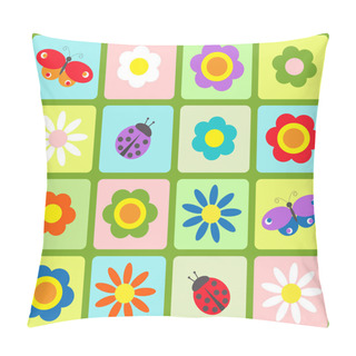 Personality  Flowers, Butterflies And Ladybugs Pillow Covers