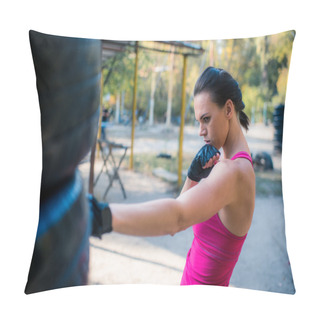 Personality  Woman Boxer Doing Working Out  Pillow Covers