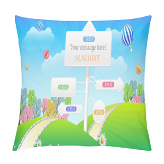 Personality  Beautiful Spring Summer Signboard Landscape Illustration Pillow Covers