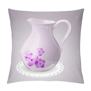 Personality  Vector Pitcher Decorated With Flowers Pillow Covers