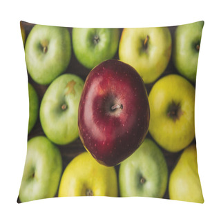 Personality  Top View Of Tasty Red Delicious Apple With Multicolored Fruit At Background Pillow Covers