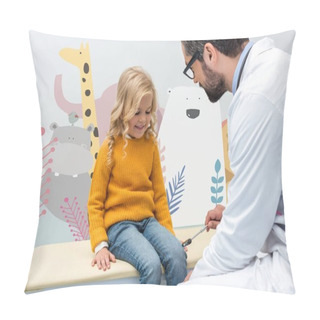 Personality  Pediatrist Making Neurology Examination For Girl Pillow Covers