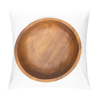 Personality  Empty Wooden Bowls Isolated On White Background. Wood Bowl Top View. Collection. Pillow Covers