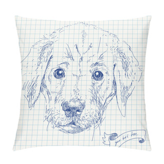 Personality  Puppy Labrador Head Isolated In Vector Pillow Covers