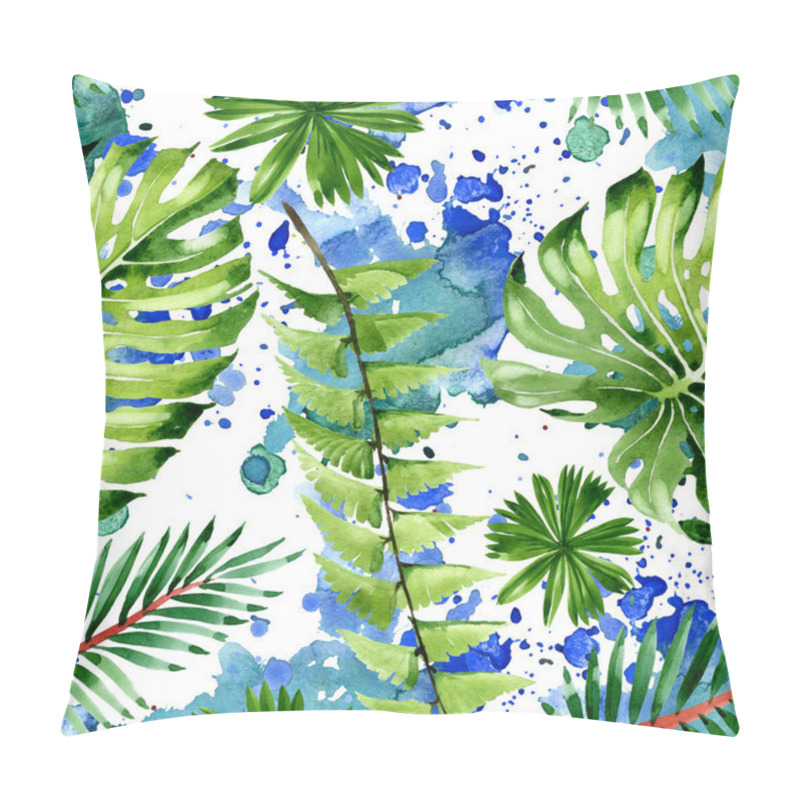 Personality  Palm beach tree leaves jungle botanical. Watercolor background illustration set. Seamless background pattern. pillow covers
