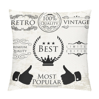 Personality  Set Of Vintage Vector Labels For Premium Quality Items Pillow Covers