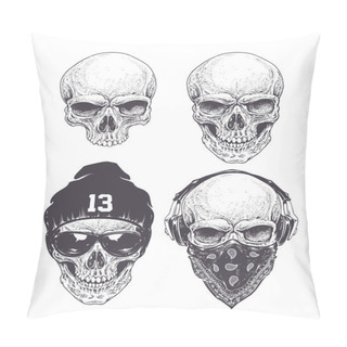 Personality  Dotwork Skulls Set Pillow Covers