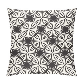 Personality  Vector Seamless Black And White Rounded Sunburst Shape Lace Pattern Pillow Covers