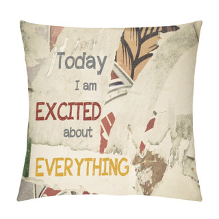 Personality  Inspirational Message - Today I Am Excited About Everything Pillow Covers