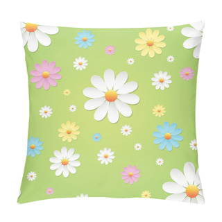 Personality  Chamomile Flower On Green Background. Pillow Covers