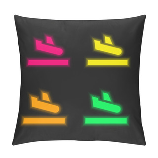 Personality  Arrival Four Color Glowing Neon Vector Icon Pillow Covers