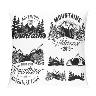 Personality  Monochrome Patterns Landscape With Mountains And Fir Forest Pillow Covers
