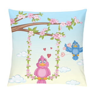 Personality  Illustration Of Couple In Love, Birds In Love . Pillow Covers