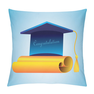 Personality  Graduation Cap And Diploma. Vector Illustration Pillow Covers