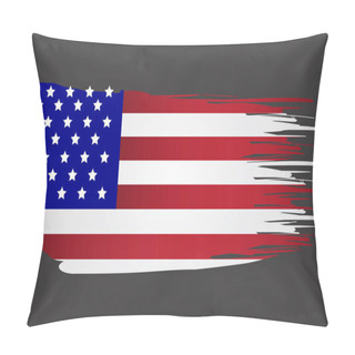 Personality  America Flag In Brush Style. Torn USA Symbol. Watery Grunge State Image. Vector Template. Stock Photo. Pillow Covers