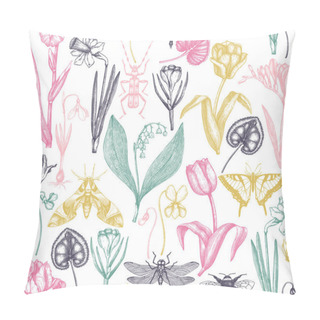 Personality  Hand Drawn Spring Flowers Pillow Covers