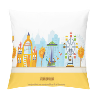 Personality  Autumn Kids Playground. Autumn City Park With Colorful Seasonal Leaves. Pillow Covers