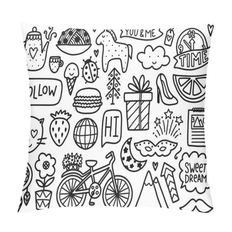 Personality  Doodles cute elements. pillow covers