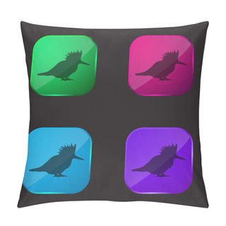 Personality  Bird Silhouette Four Color Glass Button Icon Pillow Covers