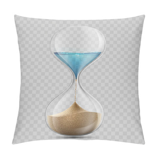 Personality  Water In Hourglass Becomes A Sand. Sandglass Isolated On Transparent Background. Stock Vector Illustration. Pillow Covers