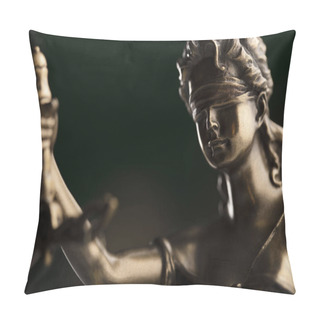 Personality  Judge Concept. Themis Statue On Brown Background. Pillow Covers