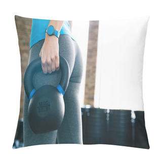 Personality  Woman Working Out With Kettle Ball Pillow Covers