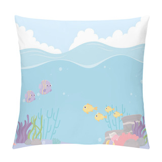 Personality  Fishes Starfish Coral Reef Landscape Water Under The Sea Pillow Covers