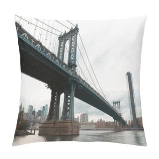 Personality  Manhattan Bridge And Skyline With Skyscrapers Of New York City On Background Pillow Covers