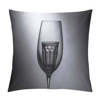 Personality  Empty Shot Glass In Wine Glass On Dark Background Pillow Covers