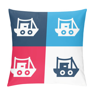 Personality  Boat Blue And Red Four Color Minimal Icon Set Pillow Covers